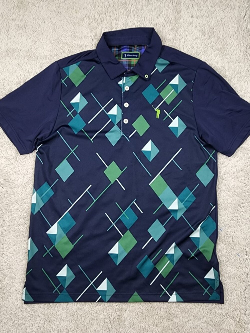 William Murray Short Sleeve Performance Golf Polo Shirt size Medium geometric M